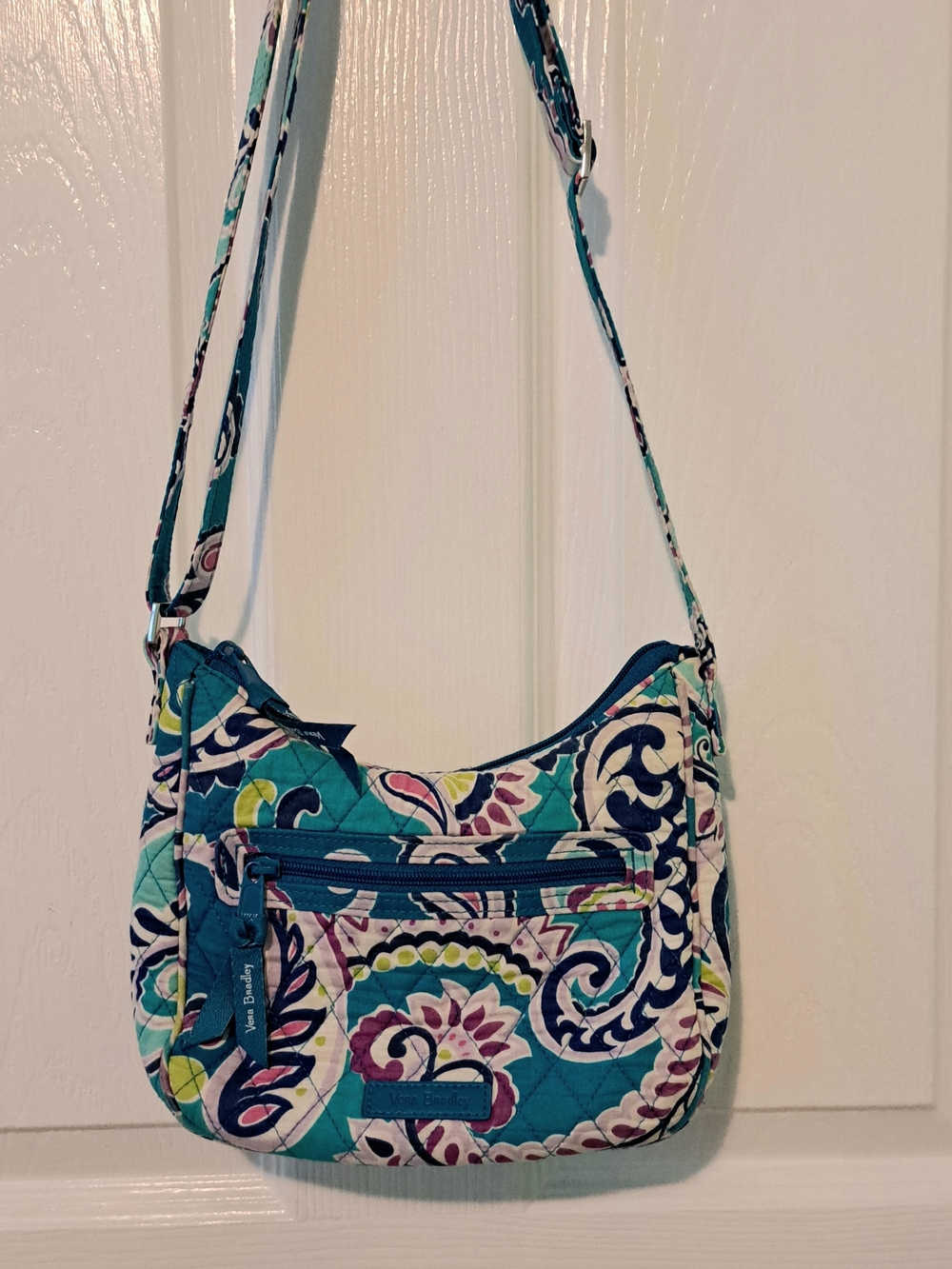 Vera Bradley Teal Paisley Quilted Crossbody Bag